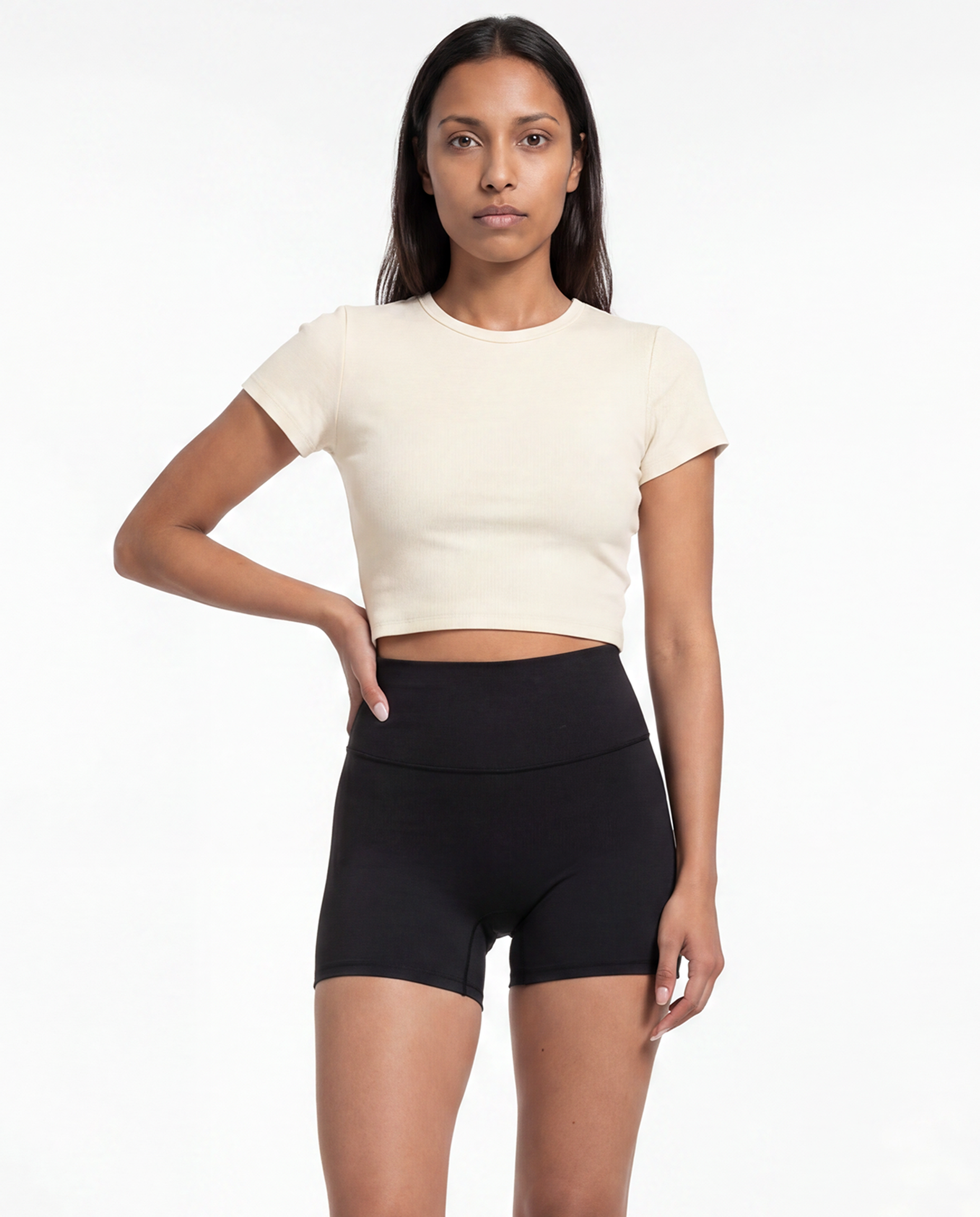 The Baby Rib Crop Tee - Bone