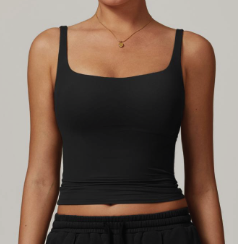 The Box Cut Built In Bra Tank - Black