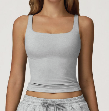 The Box Cut Built In Bra Tank - Heather White