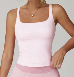 The Box Cut Built In Bra Tank - Light Pink