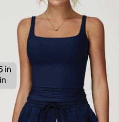The Box Cut Built In Bra Tank - Navy