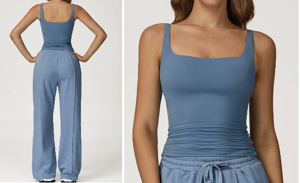 The Box Cut Built In Bra Tank - Ocean